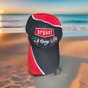 Bryant Racing Hat Red, Black, Patches Hook & Loop Closure Cap NASCAR Vintage Hat